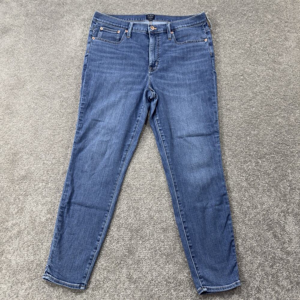 J.Crew 9 Inch Mid Rise Skinny Jeans Blue Stretch Denim Womens Slim Fit Size‎ 31